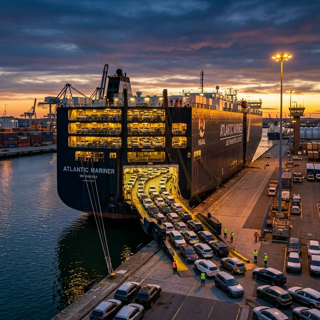 High-end detailed photograph of commercial vehicle logistics